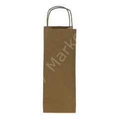 Kraft Çanta 12,5x36x8 Cm Burgu Sap Şişe Çantası (100'lü Paket)
