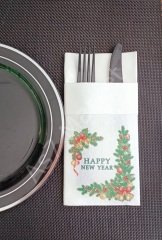 Happy New Year Beyaz Kumaş Dokulu Airlaid Peçete 50'li Paket