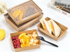 Kraft Dikdörtgen Tuktuk -  Tava Kapaklı 750 ml ( Koli İçi 400 Adet )