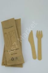 Kraft Çatal & Kraft Bıçak & Peçete (500'lü)