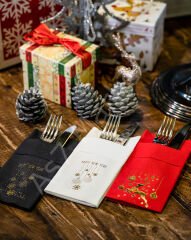 Airlaid Cepli Beyaz Happy New Year Baskılı Peçete 20'li Paket