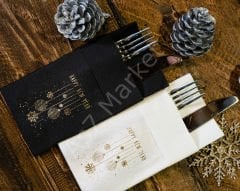 Airlaid Cepli Siyah Happy New Year Baskılı Peçete 20'li Paket