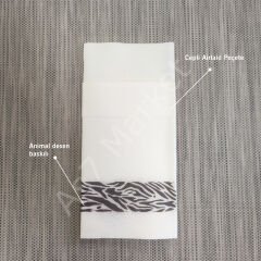 Kumaş Dokulu 40x40 Fildişi Cepli Zebra Animal Desen Peçete 20'li