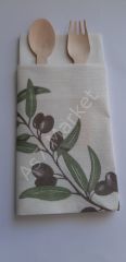 Zeytin Desenli Airlaid Cepli Peçete 40×40 1/8