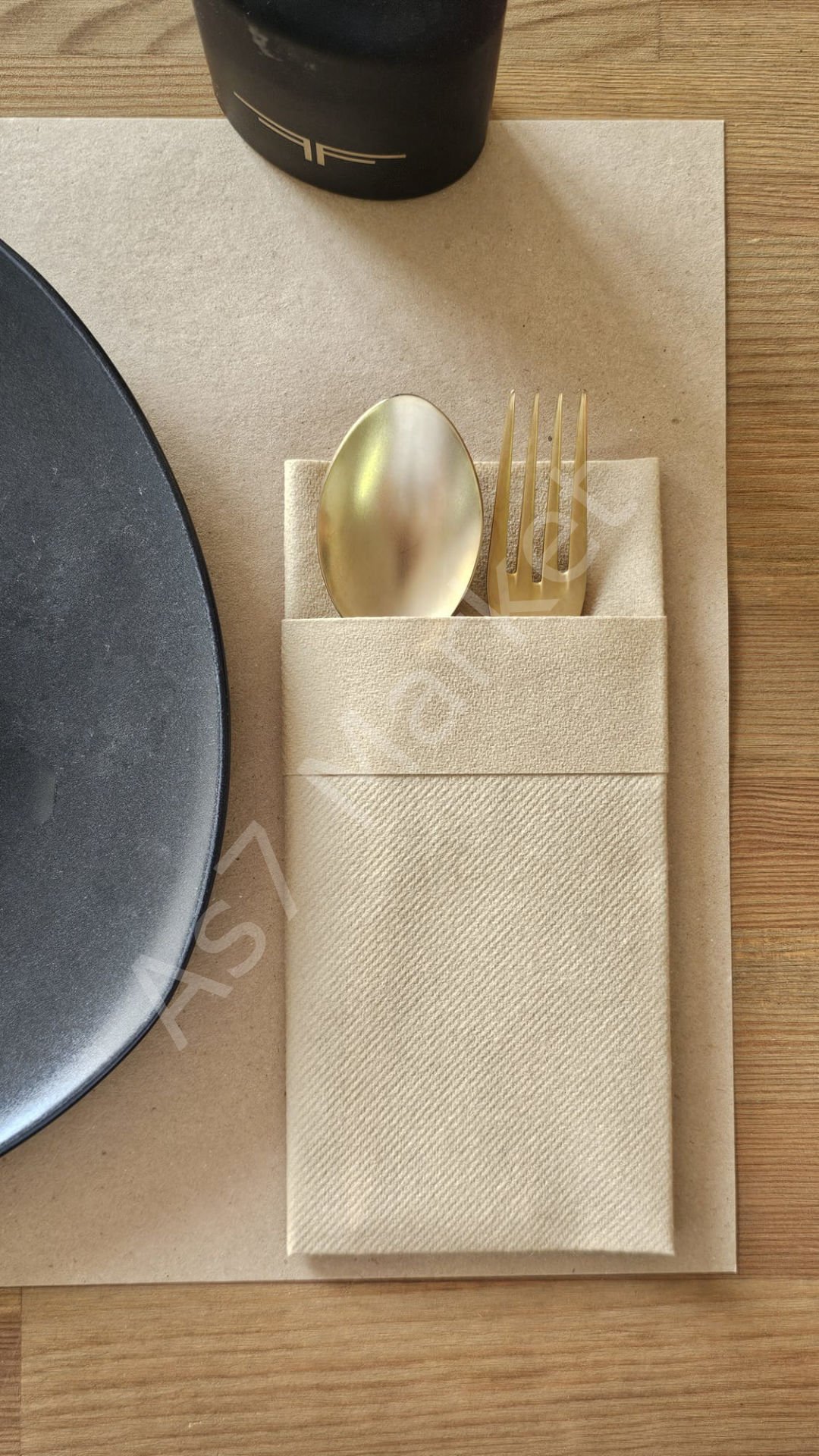 40x40 Kumaş Dokulu Cepli Kraft Peçete 50'li