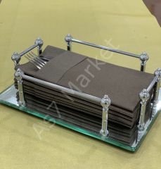 Kumaş Dokulu 40x40 1/8 Cepli Kahverengi Peçete 50'li